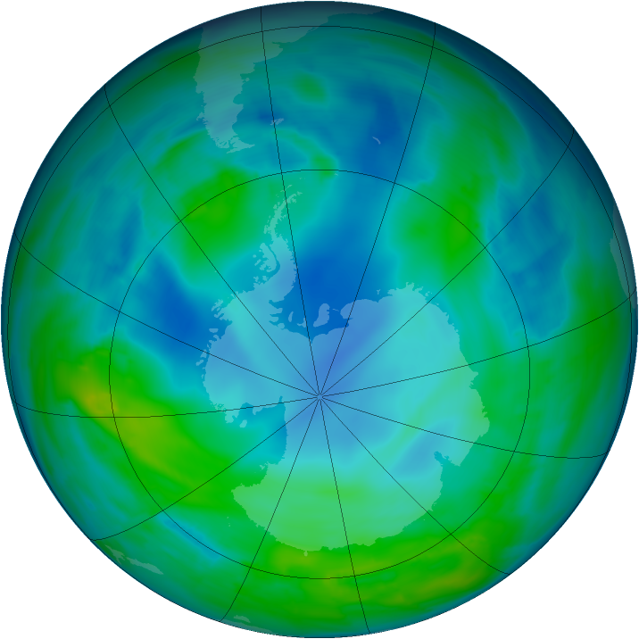 Antarctic ozone map for 11 May 2014